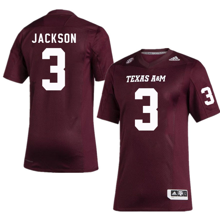 Men #3 McKinnley Jackson Texas A&M Aggies College Football Jerseys Stitched Sale-Maroon
